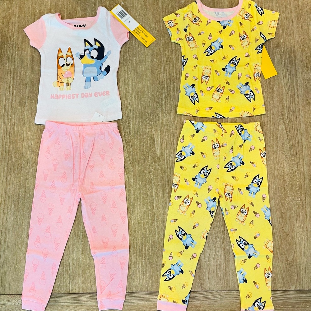 NWT! Bluey 4 pc Happiest Day Ever/ice cream pajamas/pink-yellow-girl’s size 3T - Picture 6 of 7